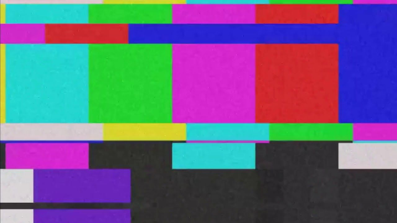 Colourful blocky image, similar to that seen when an analogue TV broadcast was interrupted 