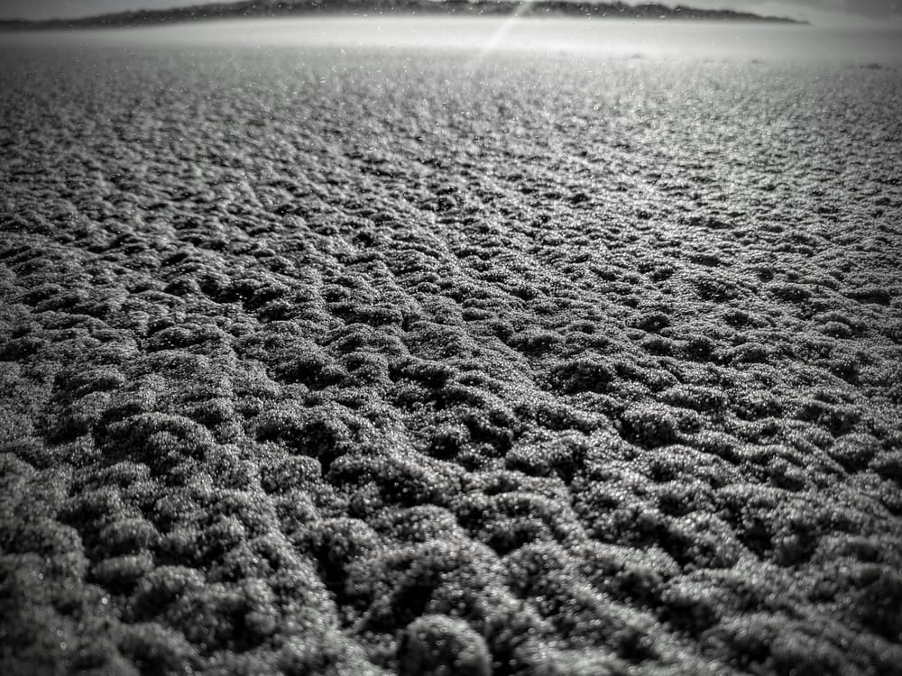 Close-up of sand ridges on a beach 