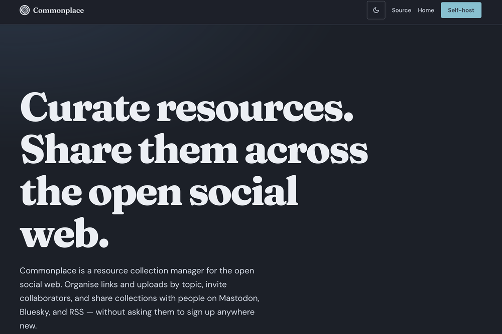 Commonplace: Curate resources. Share them across the open social web.