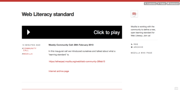 First Mozilla Web Literacy standard community call recording now available