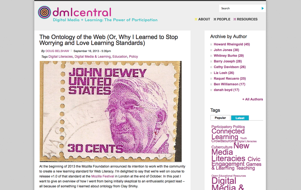 The Ontology of the Web (Or, Why I Learned to Stop Worrying and Love Learning Standards) [DMLcentral]