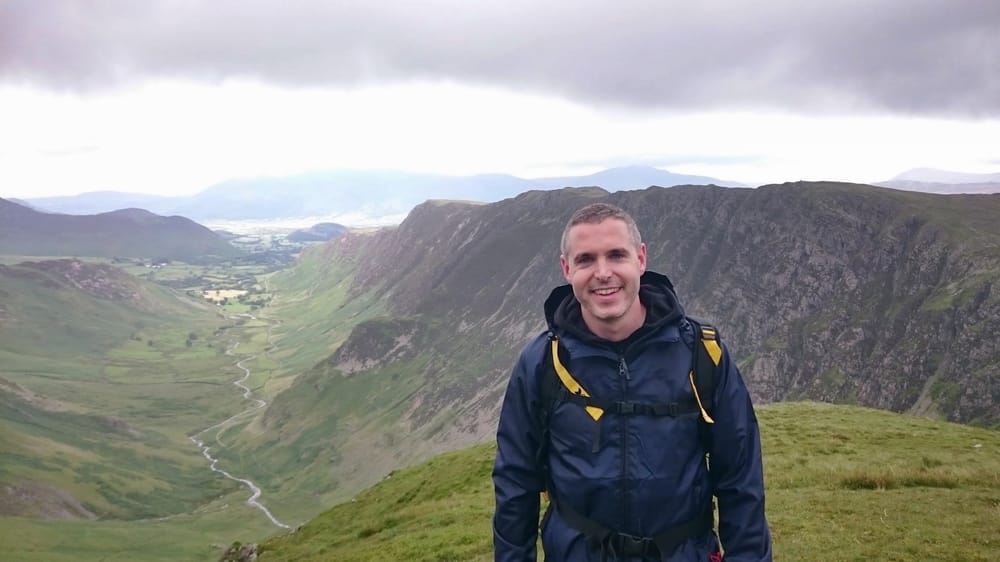 Doug up Dale Head, Lake District