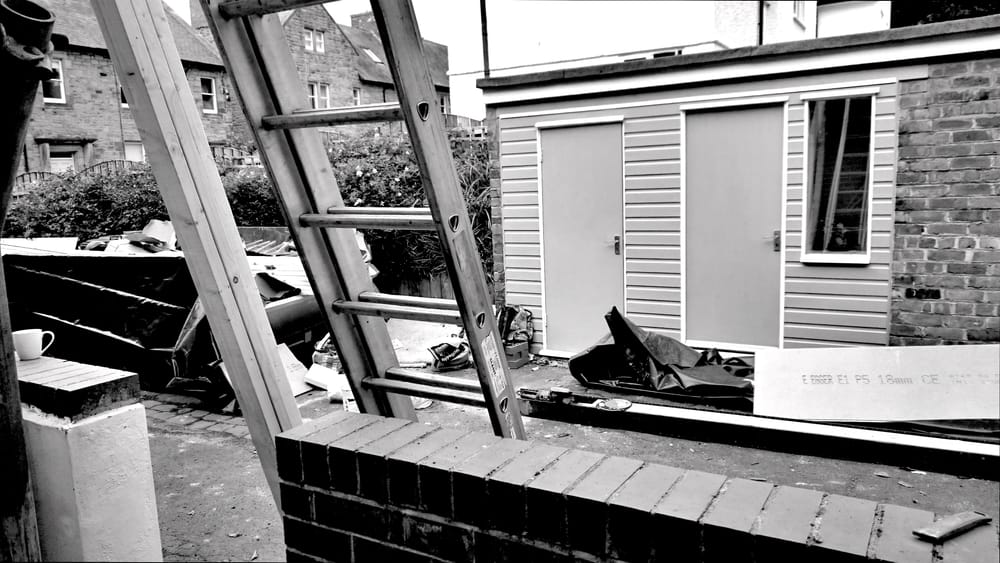 Builders' materials out the back of our house
