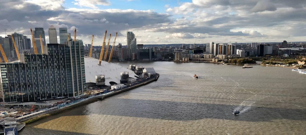 View up the Thames from the Emirates Air Line