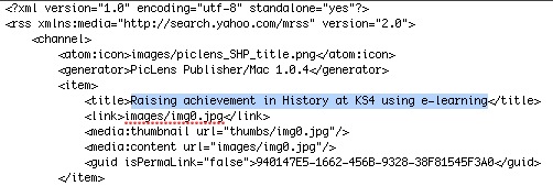 Piclens RSS - title highlighted Piclens RSS - title highlighted