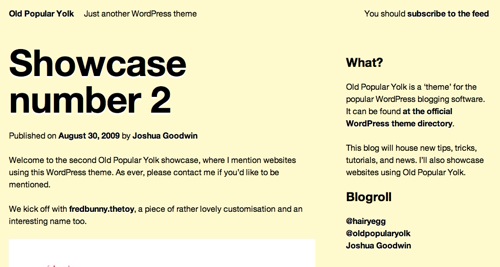 Blog theme - 'Old Popular Yolk'