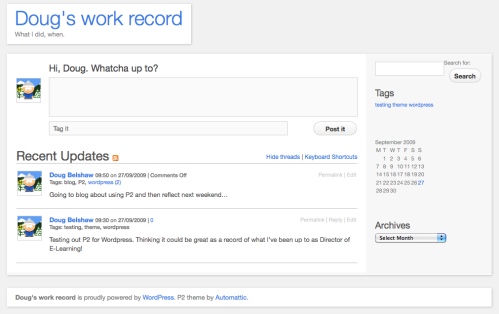 Word record on WordPress/P2 system