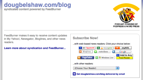 Feedburner-powered RSS feed