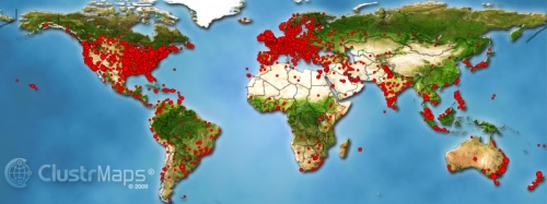 Map of visitors to dougbelshaw.com/blog