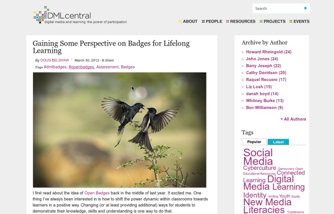 Screenshot of DMLcentral badges post