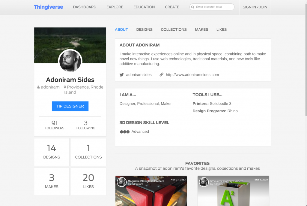 Thingiverse profile