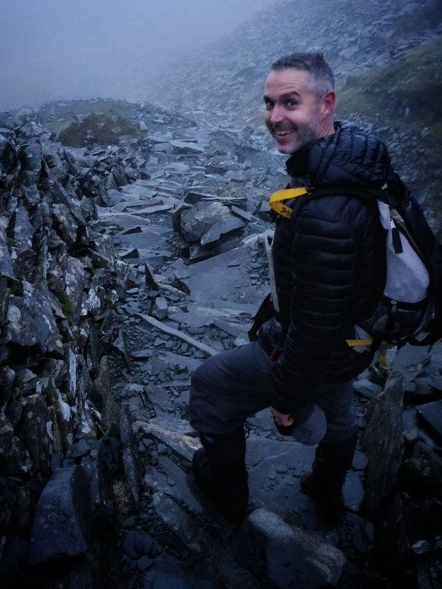 Doug descending through the disused quarry