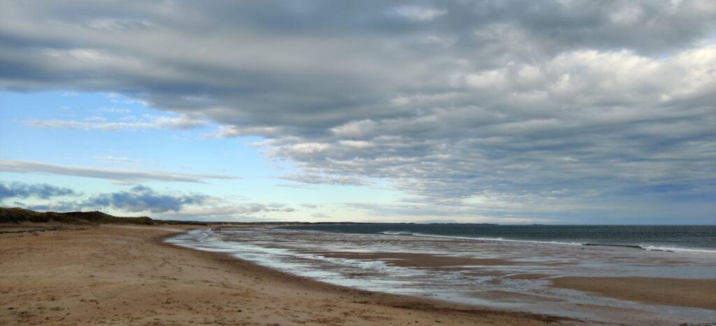 Beach, sea, and clouds