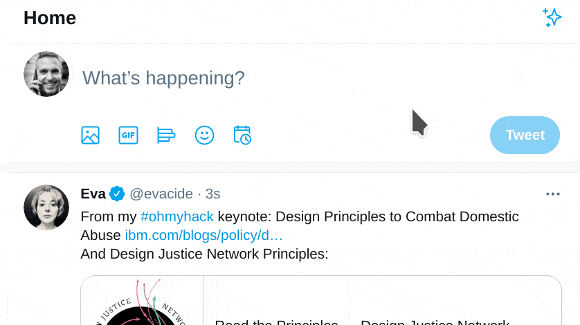Animated gif showing how to switch to latest tweets.