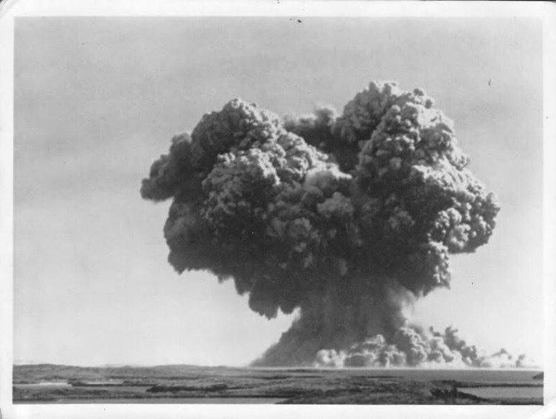 Mushroom cloud from nuclear explosion.