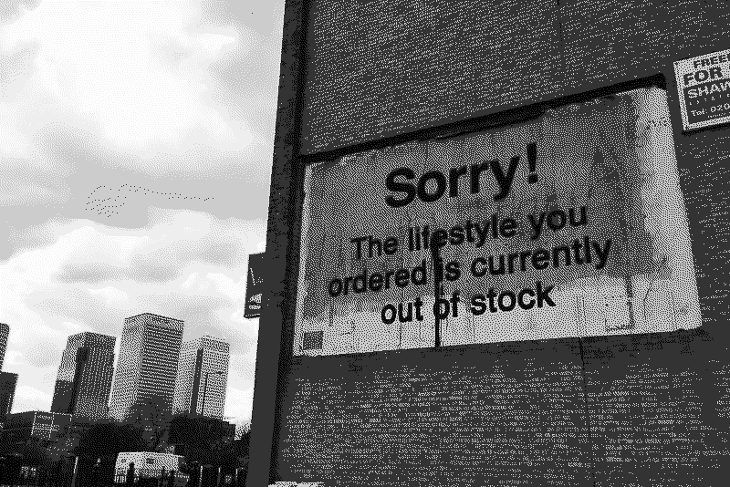 Banksy artwork saing "Sorry! The future you ordered is currently out of stock"