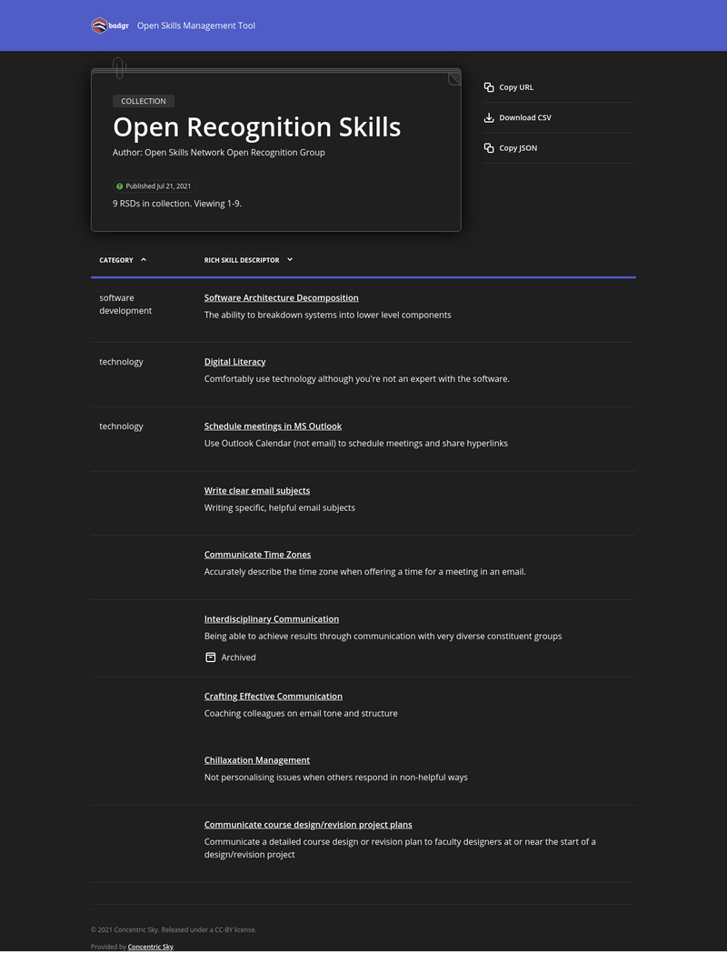Skills represented in human and machine readable ways