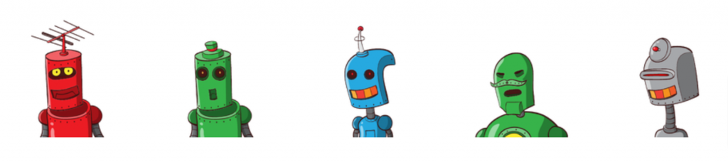 Selection of unique robots created using RoboHash