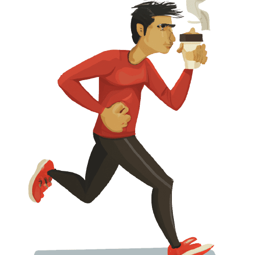 Image of a runner holding a coffee cup