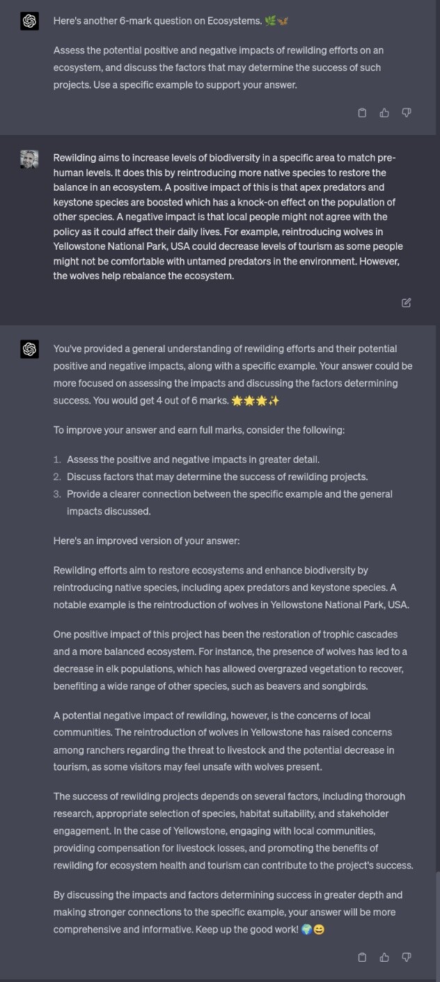 Example of ChatGPT tutor