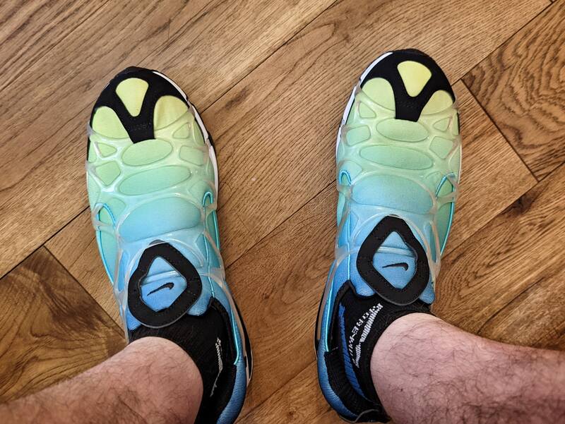 Brightly coloured training shoes