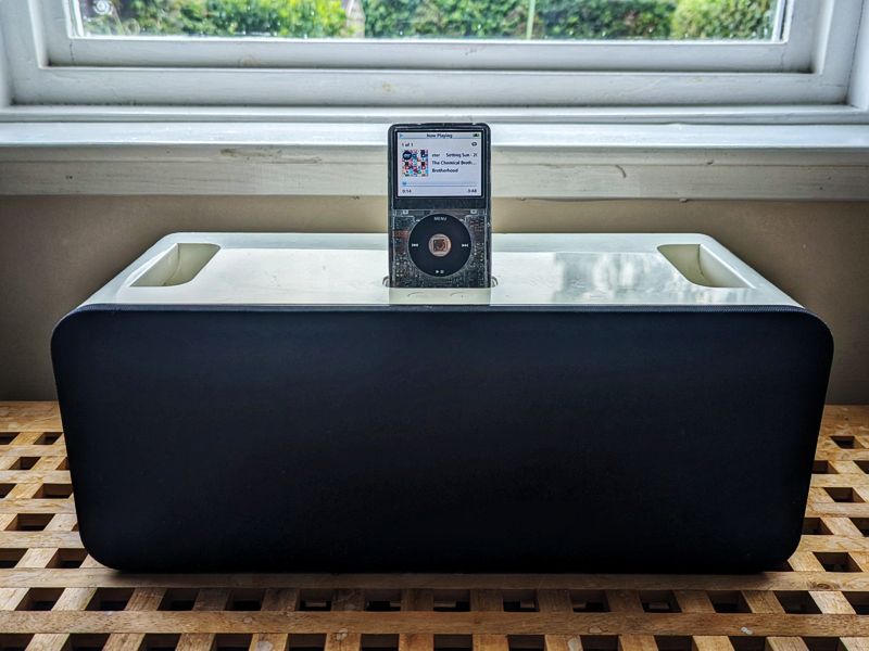 Modded Apple iPod plugged into Apple iPod Hifi speaker