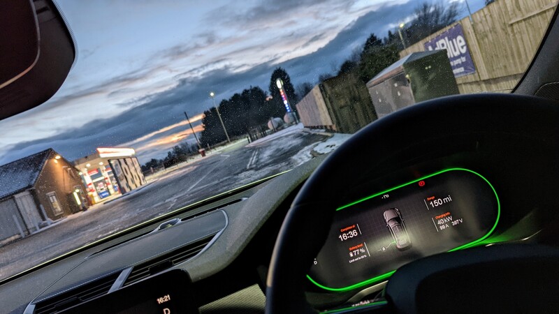 Charging our car (Polestar 2) at a service station