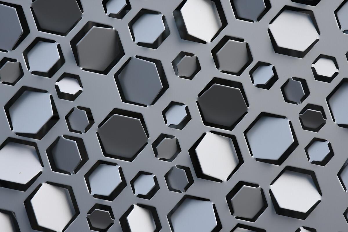 Metal-looking press-out hexagons