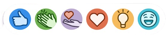 Pop-up options on LinkedIn from which users can select. The icons represent Like, Celebrate, Support, Love, Insightful, Funny