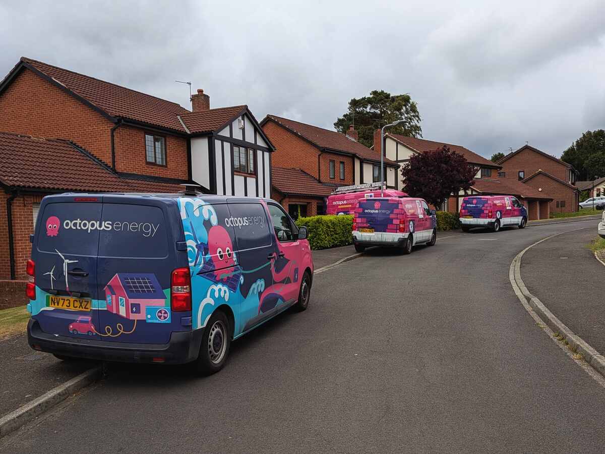 Several Octopus Energy vans outside my house